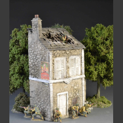 French Normandy house with a bomb roof and fountain