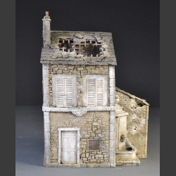 French Normandy house with a bomb roof and fountain