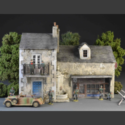 French Normandy House with Balcony, Tabac store and Fountain