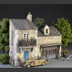 French Normandy House with Balcony, Tabac store and Fountain