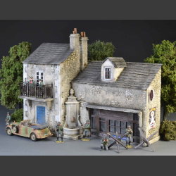 French Normandy House with Balcony, Tabac store and Fountain