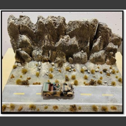 Asphalt road through desert - diorama