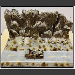 Asphalt road through desert - diorama