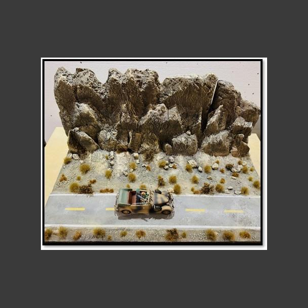 Asphalt road through desert - diorama