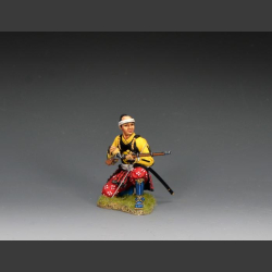 Kneeling, tense Ashigaru arquebusier