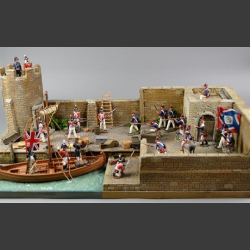 Harbor with tower and house - Diorama  