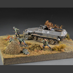 Gravel road through field terrain - diorama