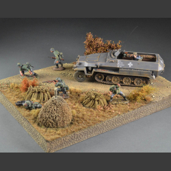 Gravel road through field terrain - diorama