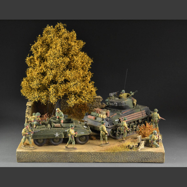Gravel road through autumn terrain - diorama