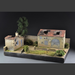 French farmhouse with barn - diorama
