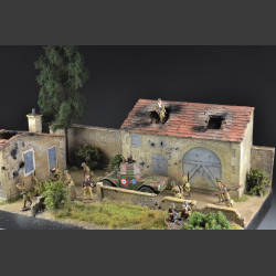 French farmhouse with barn - diorama
