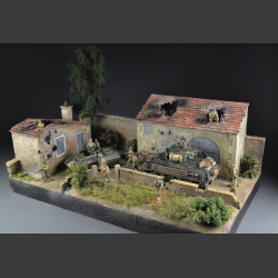 French farmhouse with barn - diorama