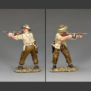 British / Gurkha Officer firing Tommy Gun