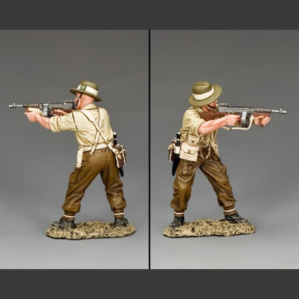 British / Gurkha Officer firing Tommy Gun