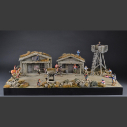 Western houses and watchtower - Diorama