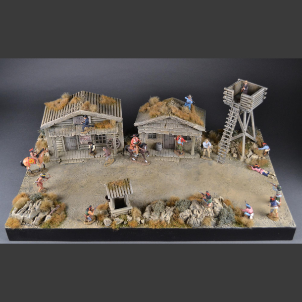 Western houses and watchtower - Diorama
