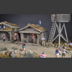 Western houses and watchtower - Diorama