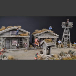 Western houses and watchtower - Diorama