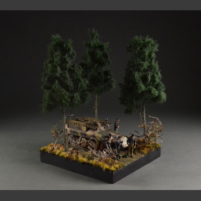 Coniferous forest and road - diorama