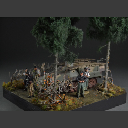 Coniferous forest and road - diorama