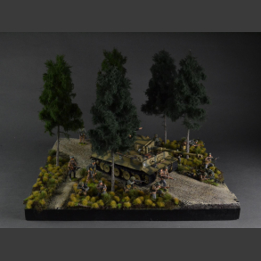 Gravelroad and paths through coniferous forest - diorama
