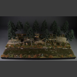 Gravelroad and paths through coniferous forest - diorama