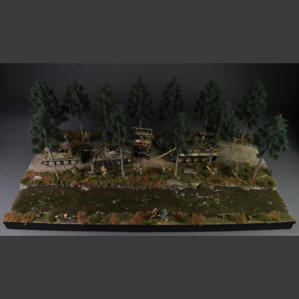 Gravelroad and paths through coniferous forest - diorama