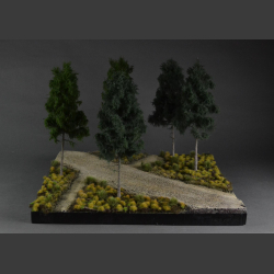 Gravelroad and paths through coniferous forest - diorama