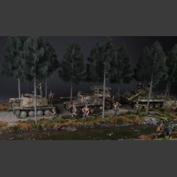 Gravelroad and paths through coniferous forest - diorama