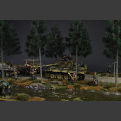 Gravelroad and paths through coniferous forest - diorama
