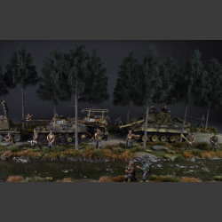 Gravelroad and paths through coniferous forest - diorama