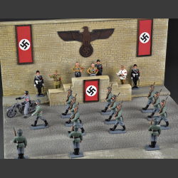 Nazi Tribune and promenade with Nazi banners and Nazi Eagle -  diorama