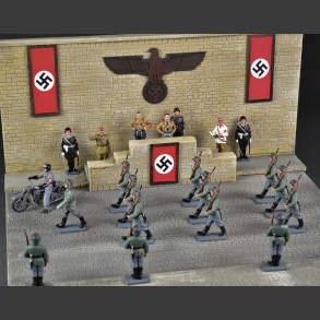 Nazi Tribune and promenade with Nazi banners and Nazi Eagle -  diorama