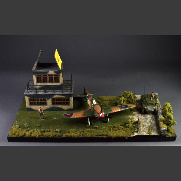 Rural airfield and dirt road - diorama