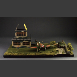 Rural airfield and dirt road - diorama