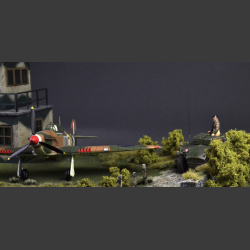 Rural airfield and dirt road - diorama
