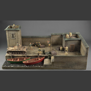 Harbor with tower and house - Diorama  