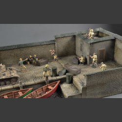 Harbor with tower and house - Diorama  