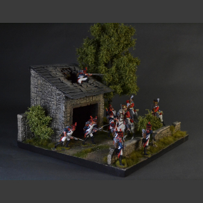 Old barn with damaged roof - diorama