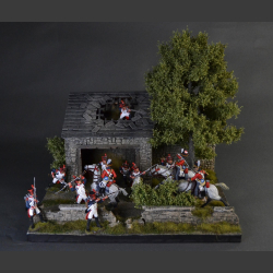 Old barn with damaged roof - diorama