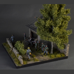 Old barn with damaged roof - diorama