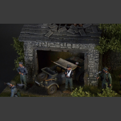 Old barn with damaged roof - diorama