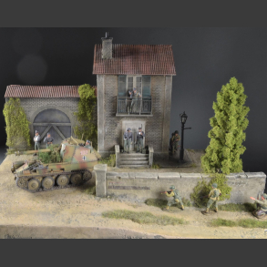 French house with barn - Diorama