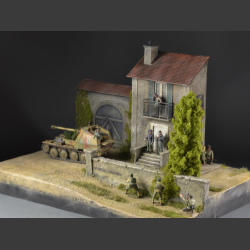 French house with barn - Diorama