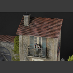 French house with barn - Diorama