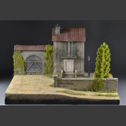 French house with barn - Diorama