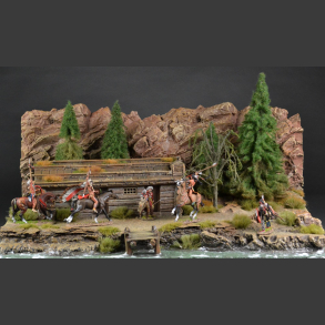 Log cabin from Hudson, Colorado or from the Rio Grande River - diorama