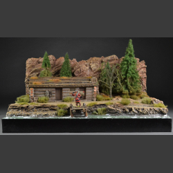 Log cabin from Hudson, Colorado or from the Rio Grande River - diorama