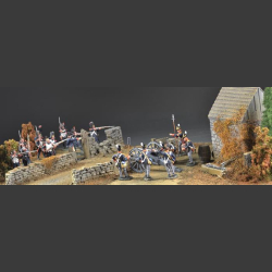 Stone house in terrain - Diorama