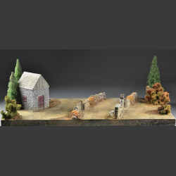 Stone house in terrain - Diorama